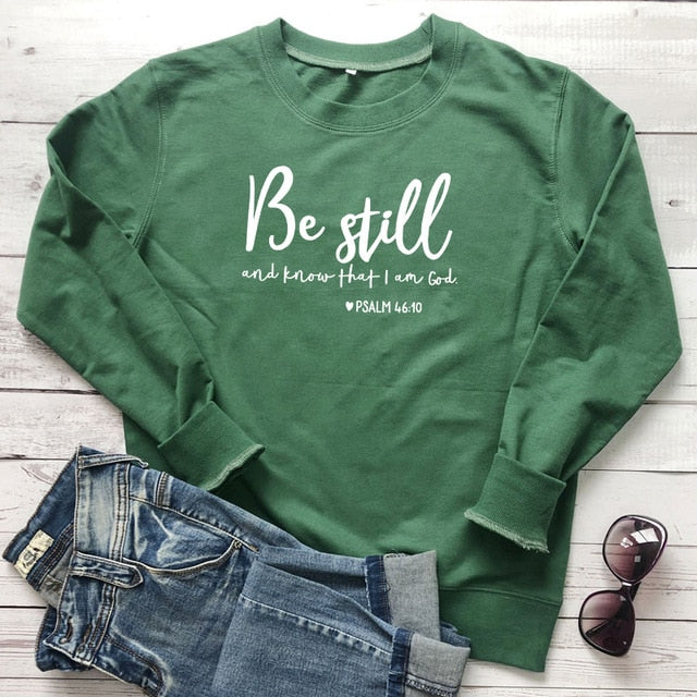 Be Still and Know Sweatshirt – Psalm 46:10 Christian Pullover | Women’s Faith Hoodie | Religious Comfort Crewneck | Spiritual Gift Be Still And Know That I Am God Pslam 46:10 Sweatshirts Women Religious Christian Hoodies Vintage Jesus Faith