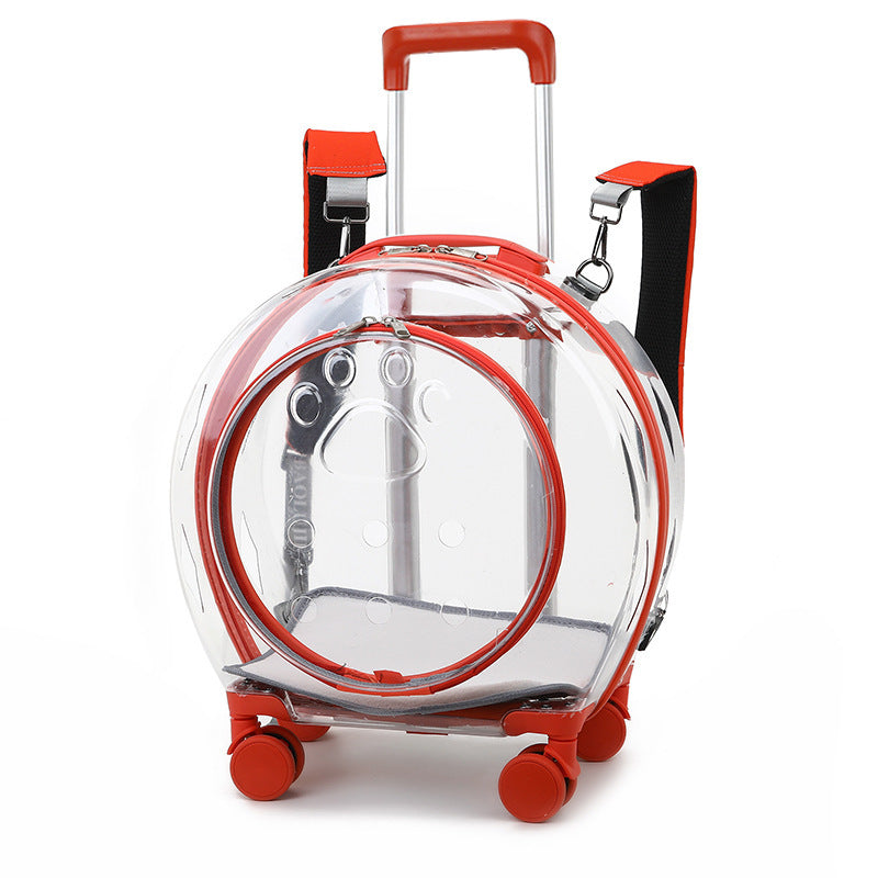 Trendy and Bougie Pet Transpo, Pet Trolley Case Transparent Cat Bag Multifunctional Cat Bubble Box Portable Space Capsule Dog Backpack