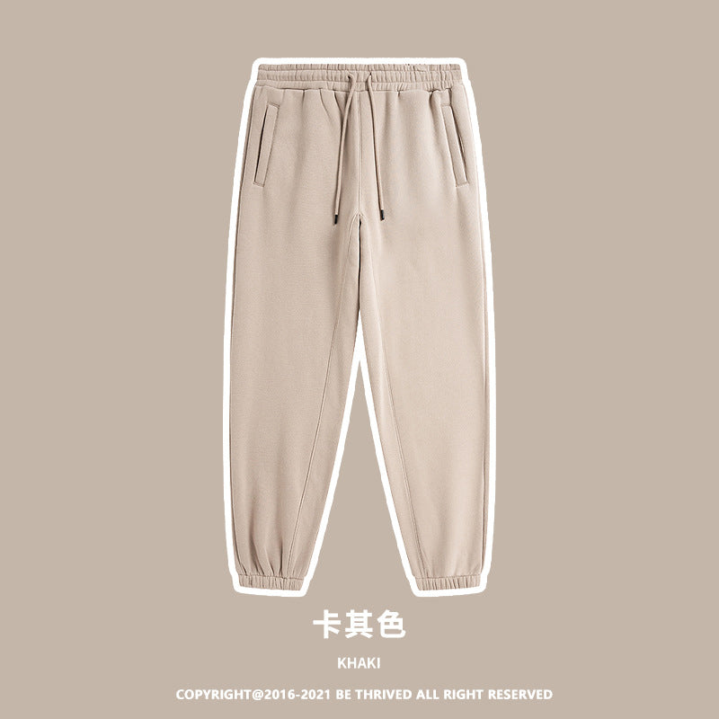 ML Neutral Trendy Neutral Colors Two Piece, Plush Thickened Hooded Solid Color Sweater Sweater Pants Trend Brand Hoodie Couple Suit