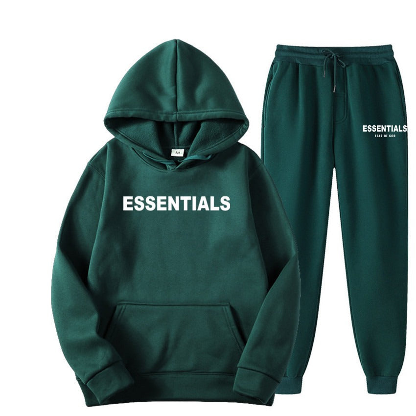 TikTok Viral Essentials-Style Hoodie Set – Oversized Streetwear Sweatsuit for Men & Women | High-Quality Pullover + Sweatpants Tracksuit ESSENTIALS couple suit sweatshirt men and women double line high street fashion brand autumn and winter two-piece suit