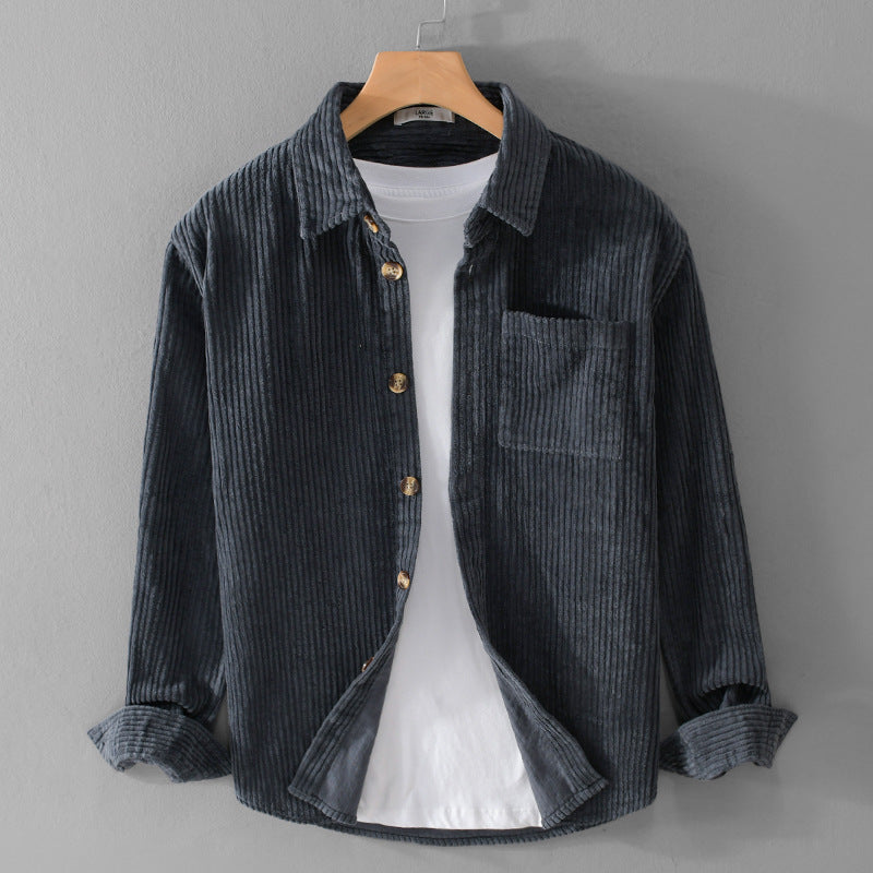 Trendy Men’s Corduroy Jacket Autumn and winter men's corduroy long sleeved shirt, simple, casual, trendy, retro, handsome men's shirt