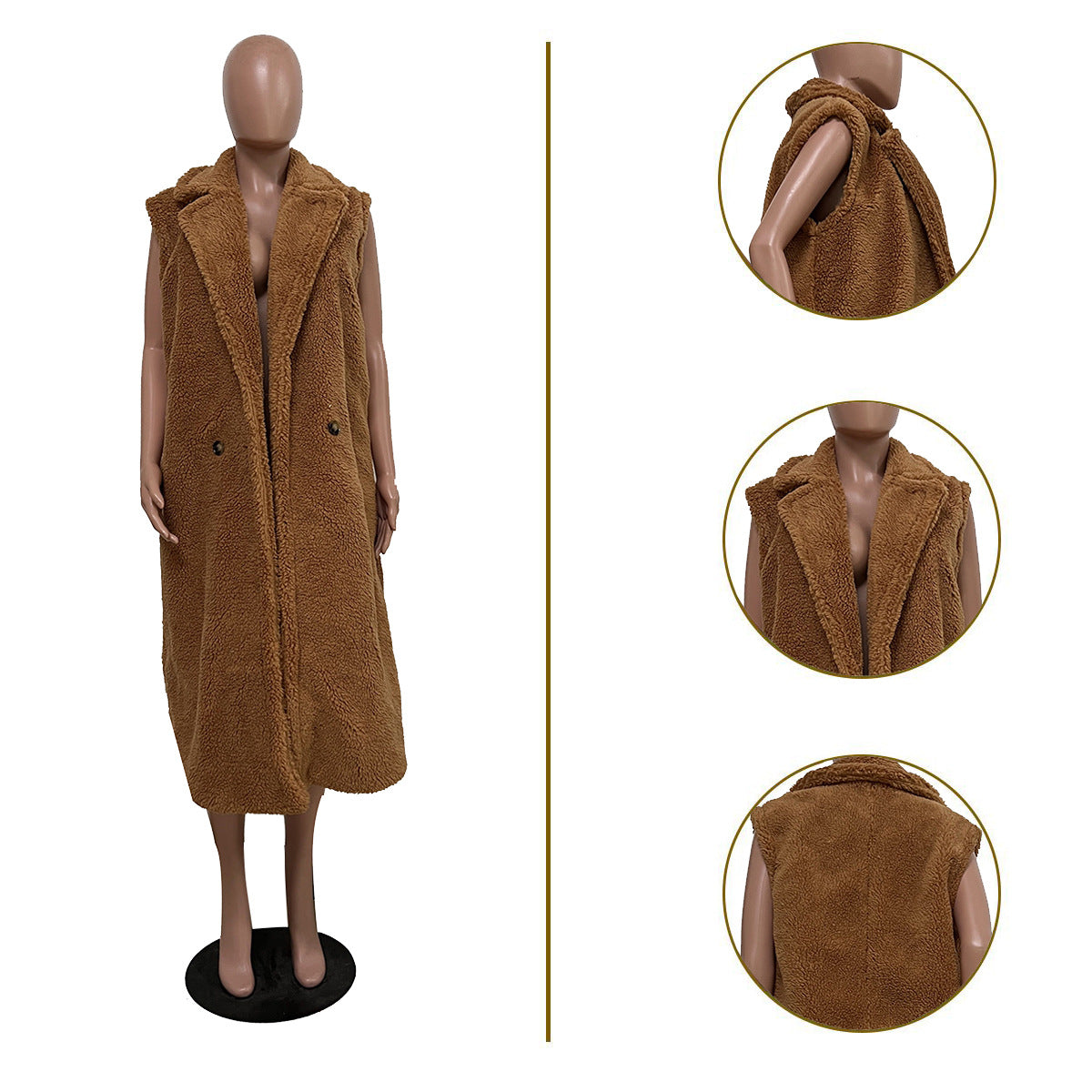 Women’s Plush Longline Teddy Vest – Viral TikTok Soft-Life Sleeveless Fleece Cardigan Jacket for Romantic Outings, Sports Games, HBCU Events & Cute Fall Dates