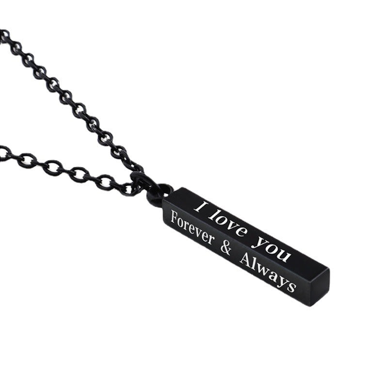 Stainless Steel Wishing Column | Pendant Necklace Black Silver Gold Column Necklace Lovers Jewelry