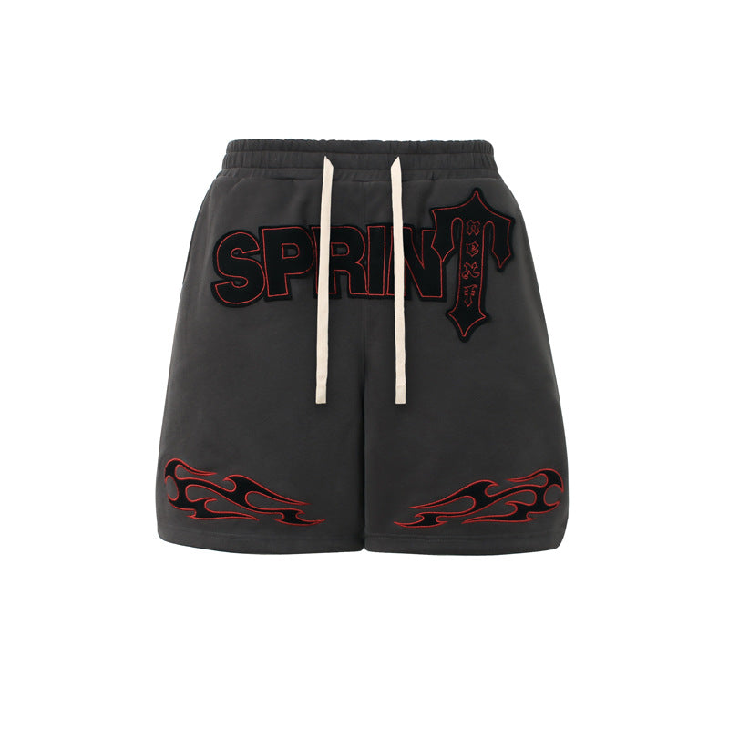Sprint Basketball Shorts Letter Embroidery Athletic Shorts Unisex High Street Vibe Basketball Loose Five-Quarter Pants
