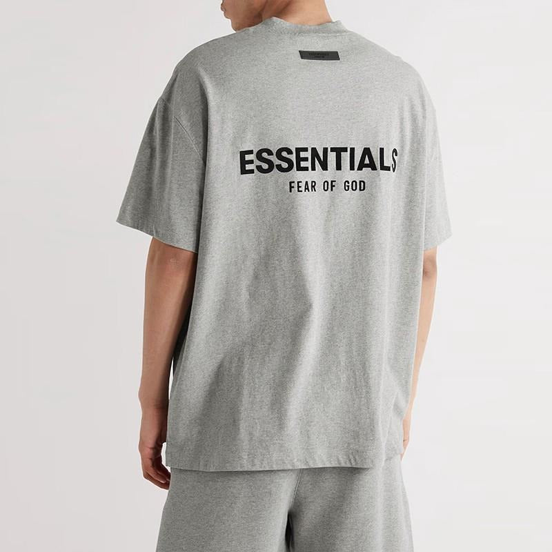 FOG Double Thread ESSENTIALS Flocking Print T-Shirt – High Street Loose Fit Summer Tee for Couples | Boyfriend Style, Unisex Daily Wear  |FOG Double Thread ESSENTIALS Fashion  Flocking Print Couple Summer Loose Boyfriend Style Short Sleeve Tshirt