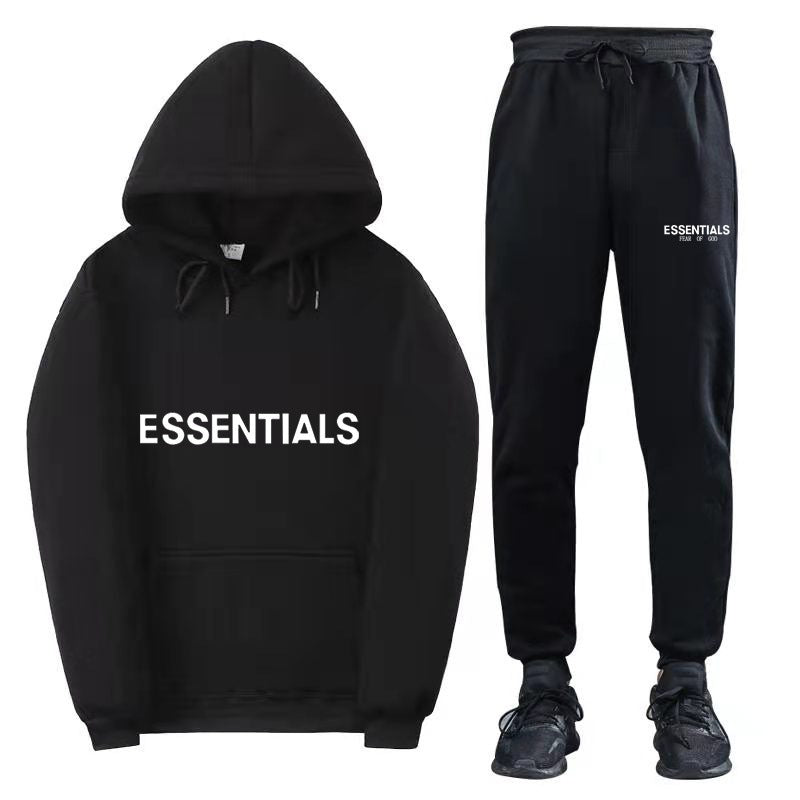 TikTok Viral Essentials-Style Hoodie Set – Oversized Streetwear Sweatsuit for Men & Women | High-Quality Pullover + Sweatpants Tracksuit ESSENTIALS couple suit sweatshirt men and women double line high street fashion brand autumn and winter two-piece suit