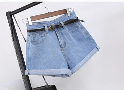 Classico High Waist Women Jeans Denim Shorts Pockets Casual Short Jeans Cotton Slim Feminine Clothing Shorts | High Waist Denim Shorts for Women – Casual Slim Fit Jean Shorts with Pockets
