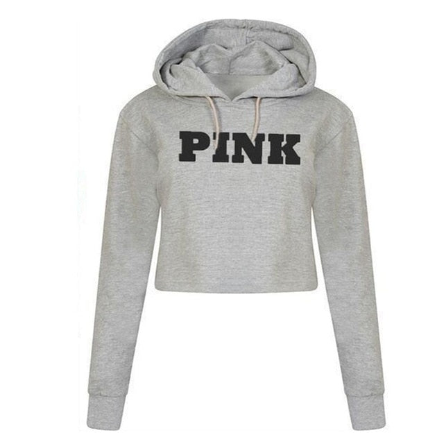 Pink Oversized Hoodies Jumper Sweatshirt Female Pink Cropped Top 2017 Winter Kawaii Harajuku Letter Loose Pullover