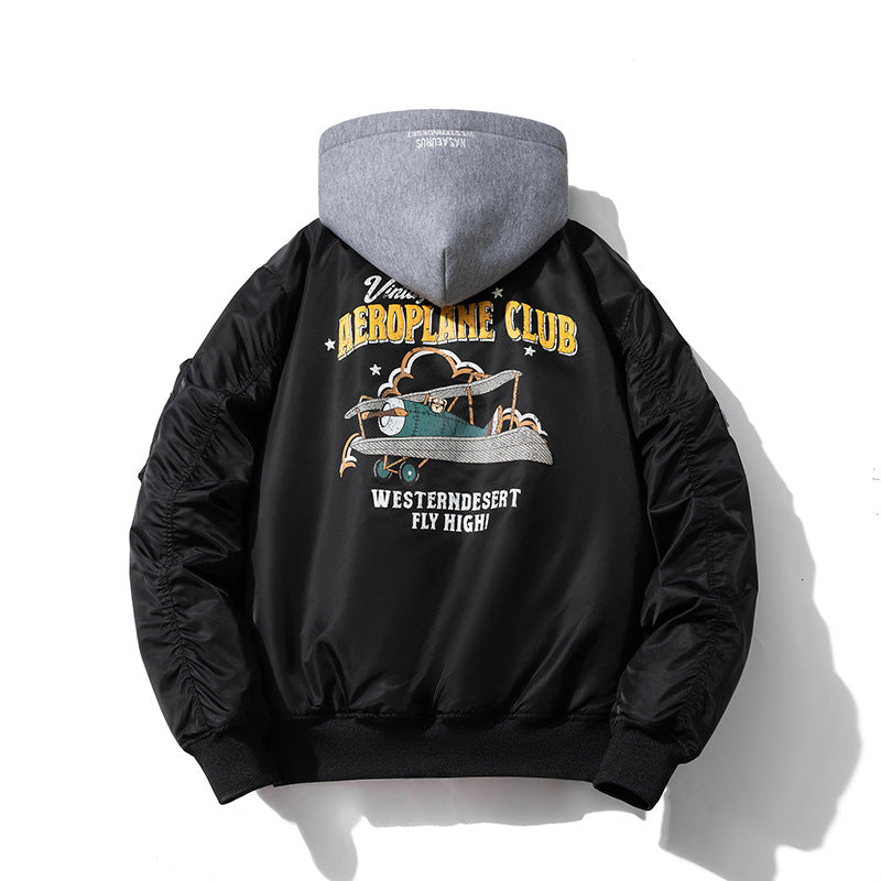 Retro Baseball Jacket unisex Padded Thickened Jacket Couples' Oversized Flight Jacket