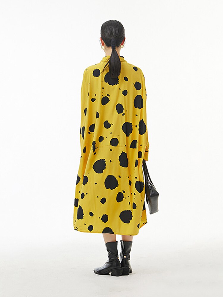 Autumn’s Eve New Style Original Loose Slim Women's Color Contrast Print Big Dress Autumn