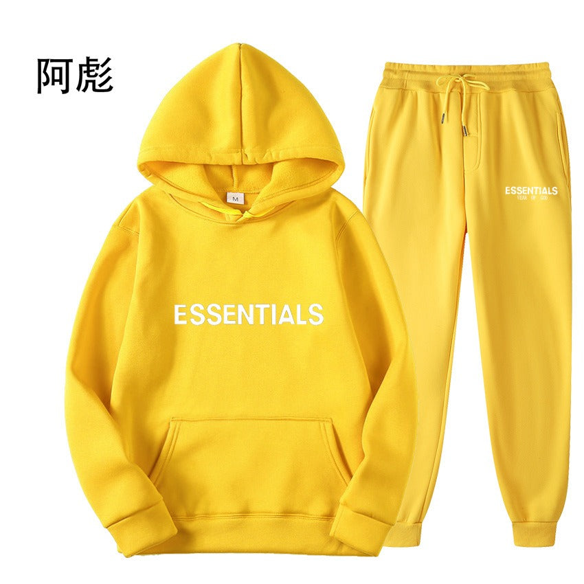 TikTok Viral Essentials-Style Hoodie Set – Oversized Streetwear Sweatsuit for Men & Women | High-Quality Pullover + Sweatpants Tracksuit ESSENTIALS couple suit sweatshirt men and women double line high street fashion brand autumn and winter two-piece suit