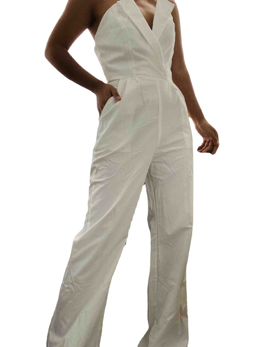 Mighty Lifestyle Jumpsuit | Jumpsuit with slanted collar and mid waist for a stylish commuting jumpsuit