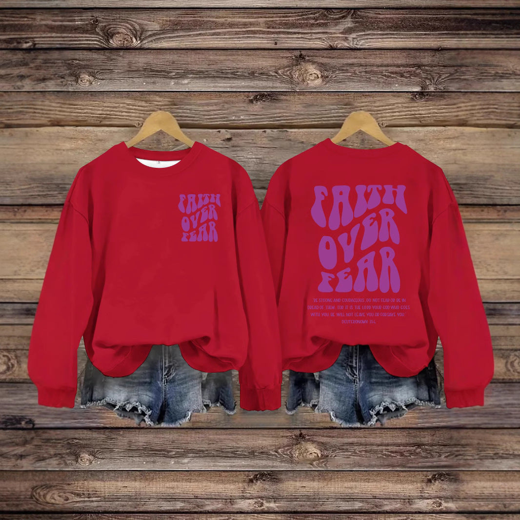 FAITH OVER FEAR Hoodie Long Sleeve Shirt – Christian Graphic Sweatshirt for Women | Faith-Based Comfort Top | Inspirational Jesus Apparel
FAITH OVER FEAR Printed Casual Round Neck Long Sleeve Hoodie Faith Based Shirt