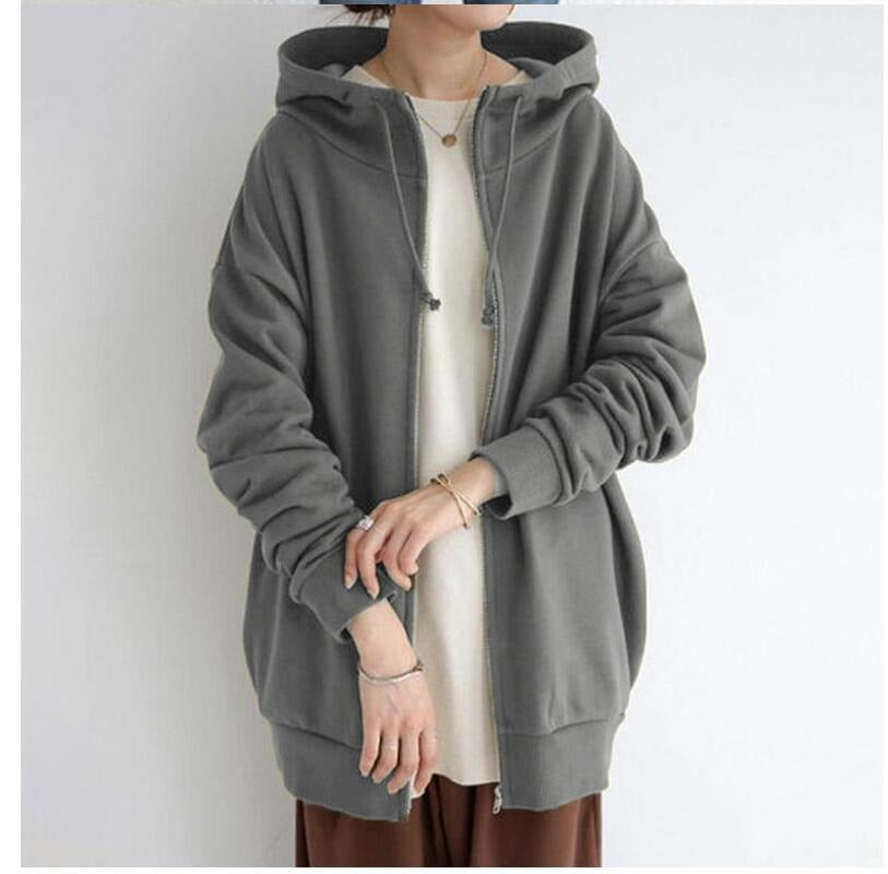 Street Style Plush Zip-Up Hoodie – Long Sleeve Solid Color Cardigan for Autumn & Winter, European and American Fashion Autumn and Winter New Personalized Street Sweater Zipper Hooded Long Plush Sweater