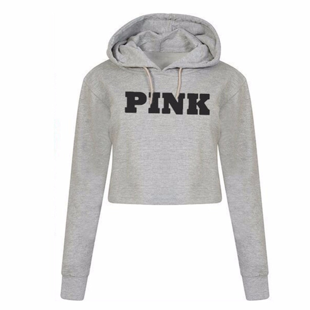 Pink Oversized Hoodies Jumper Sweatshirt Female Pink Cropped Top 2017 Winter Kawaii Harajuku Letter Loose Pullover