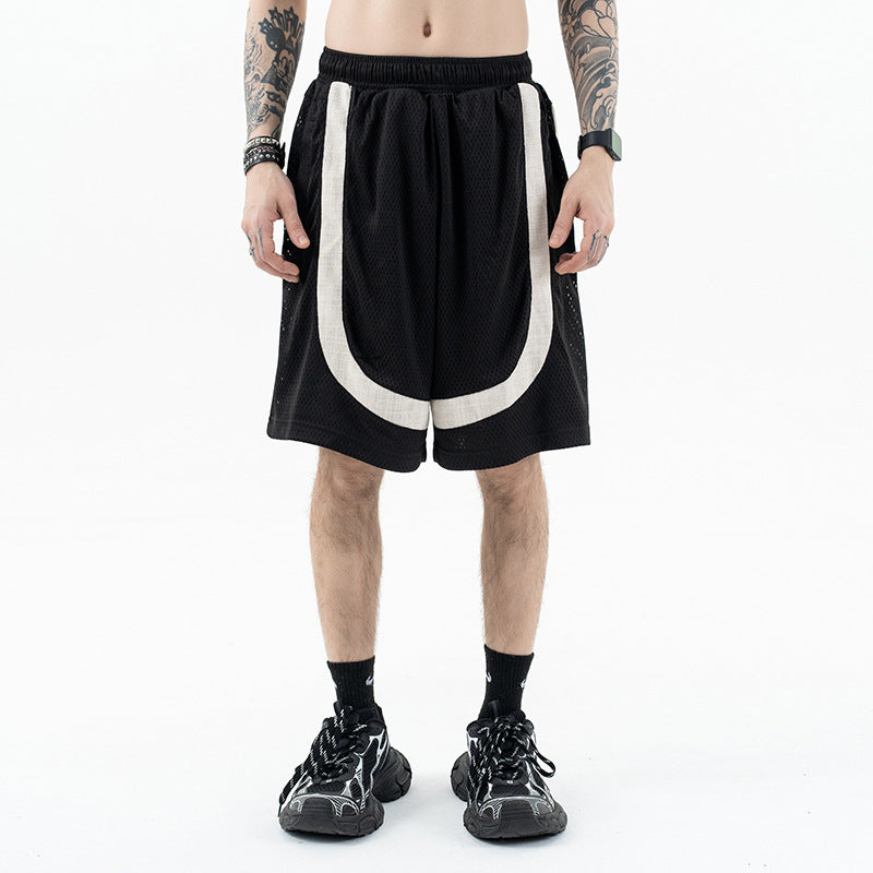Men's Basketball Shorts Mesh Splicing Loose Wide Leg Five-Point Pants