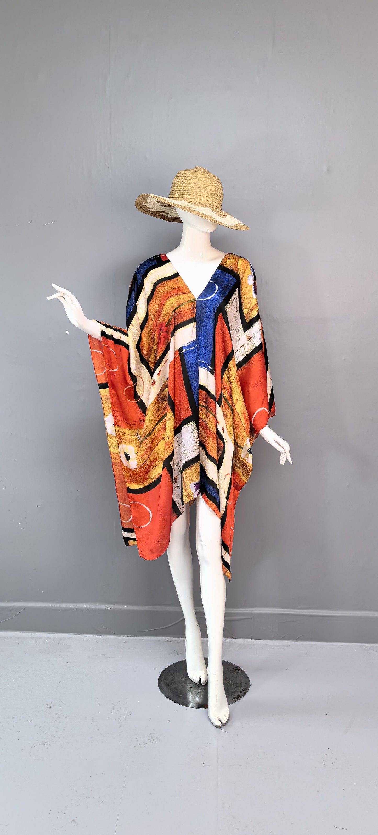 Sexy V-neck silk vacation house dress Moo Moo Muu Muu