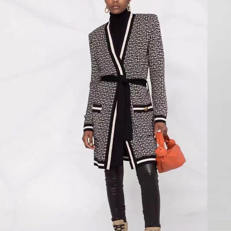 Vivian Russe Rules Vintage Elegant Sweater Cardigan Women Lace Up High Street Long Sleeve Top Knitted Outwear Coats Traf Clothes Pull Femme Autumn