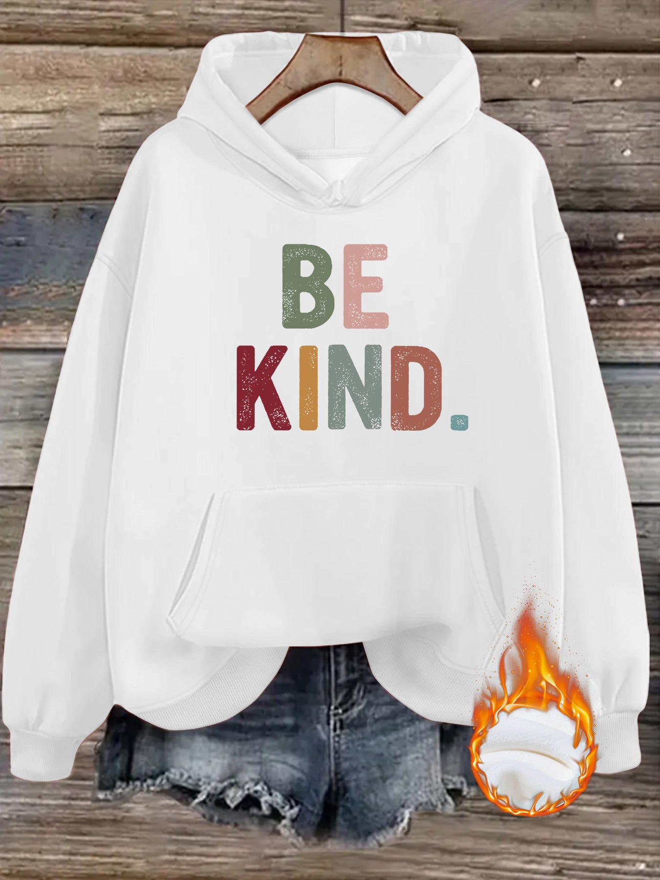 Be Kind Hoodie – Inspirational Kindness Hoodie for Women | Cozy Fleece Streetwear Pullover with Lantern Sleeves & Kangaroo Pocket | Mid-Length Casual Hoodie in Multiple Colors (S–XXL)