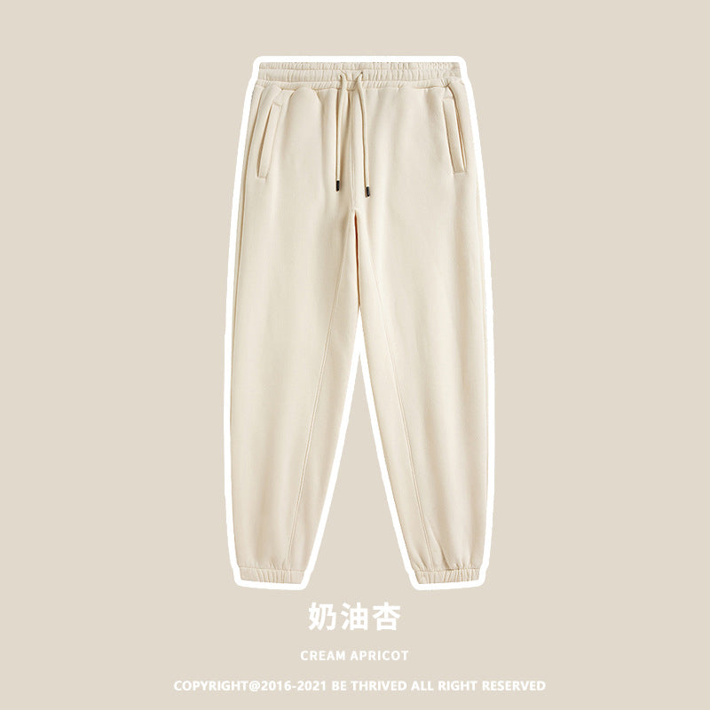 ML Neutral Trendy Neutral Colors Two Piece, Plush Thickened Hooded Solid Color Sweater Sweater Pants Trend Brand Hoodie Couple Suit