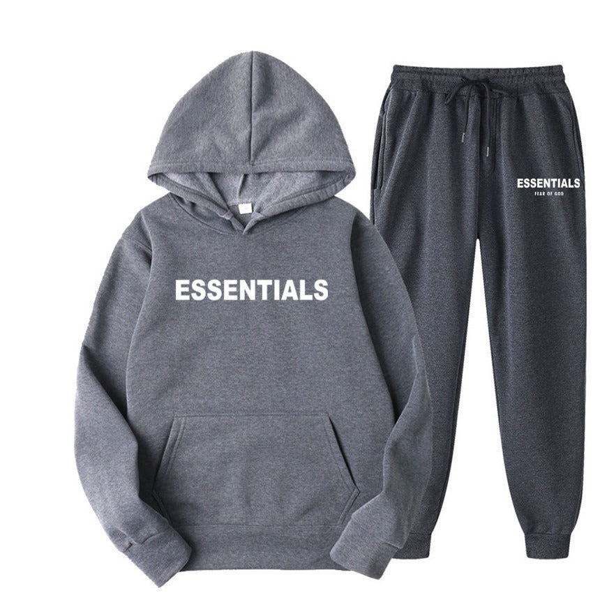 TikTok Viral Essentials-Style Hoodie Set – Oversized Streetwear Sweatsuit for Men & Women | High-Quality Pullover + Sweatpants Tracksuit ESSENTIALS couple suit sweatshirt men and women double line high street fashion brand autumn and winter two-piece suit