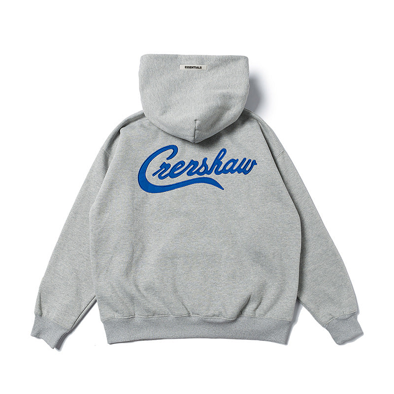 Trendy Letter Print Hoodie – Teenager Loose Fit Cotton Pullover Sweatshirt with Pockets, V-Neck Long Sleeve Casual High Street Style Hoodie for Spring & Autumn Crenshaw Hoodie