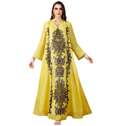 Women's Classy Long Robe Sling Embroidery Dress Moo Moo Kaftan loose long lounge sleep house dress muumuu
