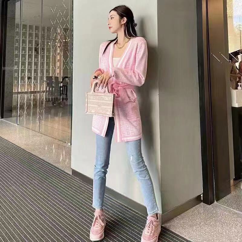 Vivian Russe Rules Vintage Elegant Sweater Cardigan Women Lace Up High Street Long Sleeve Top Knitted Outwear Coats Traf Clothes Pull Femme Autumn
