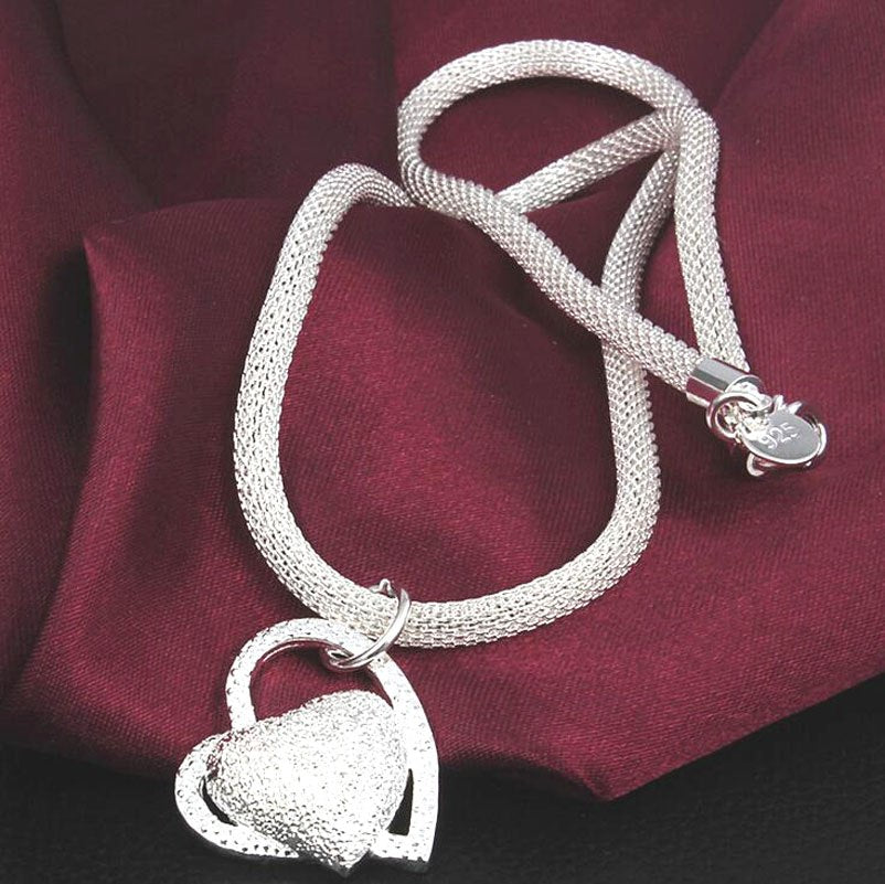 Sterling Silver Heart Necklace925 sterling silver | jewelry network heart heart pendant necklace girl women wedding wholesale jewelry