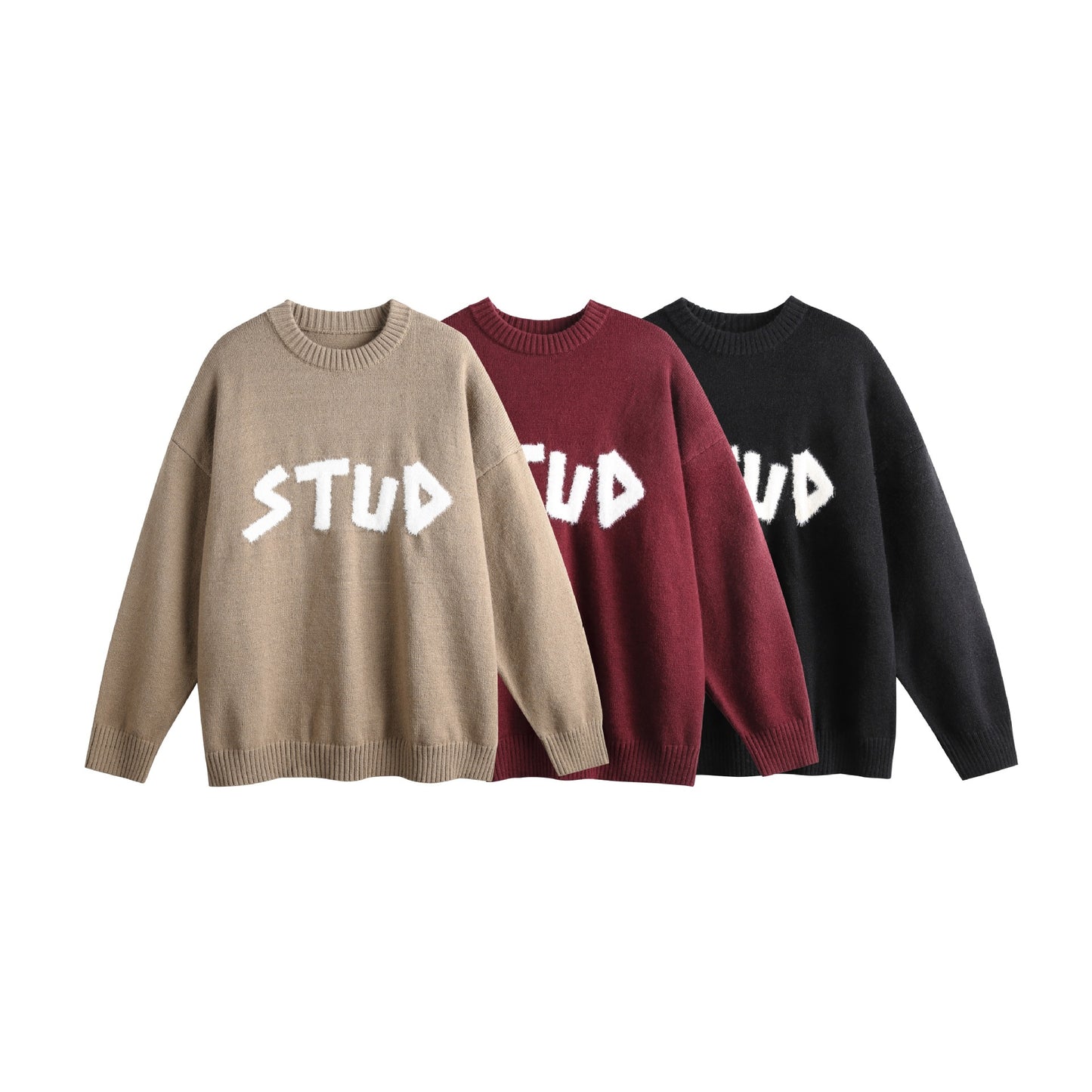 Stud Sweater TikTok Viral Sweater for Top Tier people. Made popular for the other use of STUD but this oversized sweater is for men or women | Loose Knit Sweater with Letter  Casual Oversized Fit Crewneck Long Sleeve