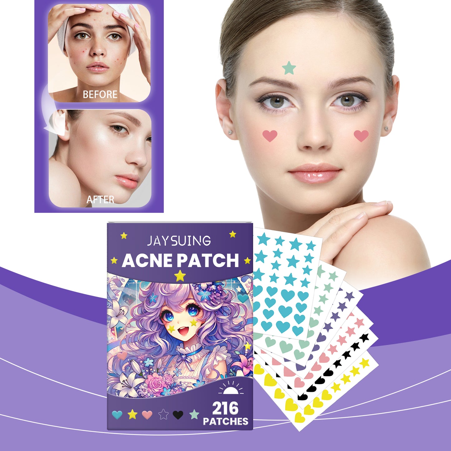 Popular Color Acne Patch Covering Acne Print Face Patch For Comfort And Smoothness Acne Sticker, acne patch, trendy acne patches, clear skin acne patch, waterproof pimple sticker, breathable acne patch, repair acne patches, salicylic acid acne patch