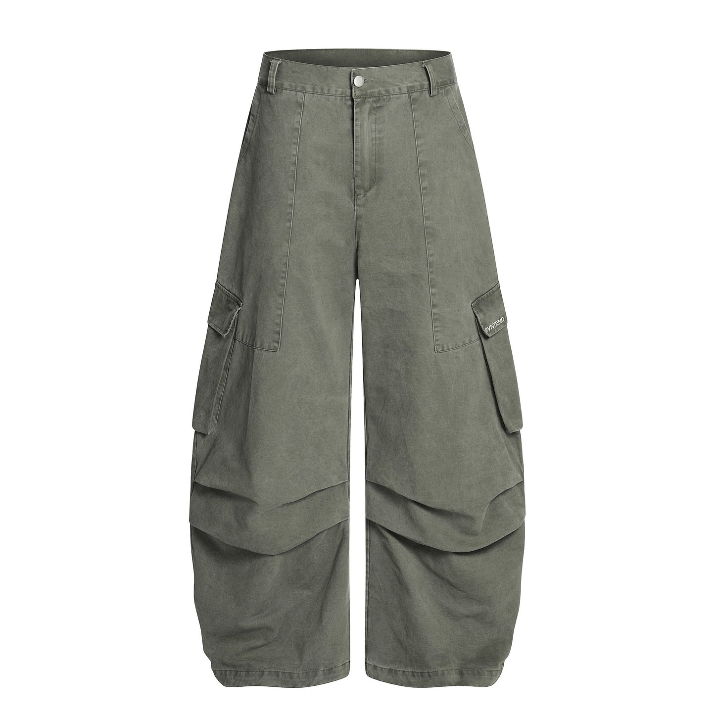 Street Style Washed Tapered Cargo Pocket Denim Long Pants