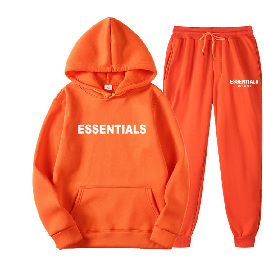 TikTok Viral Essentials-Style Hoodie Set – Oversized Streetwear Sweatsuit for Men & Women | High-Quality Pullover + Sweatpants Tracksuit ESSENTIALS couple suit sweatshirt men and women double line high street fashion brand autumn and winter two-piece suit