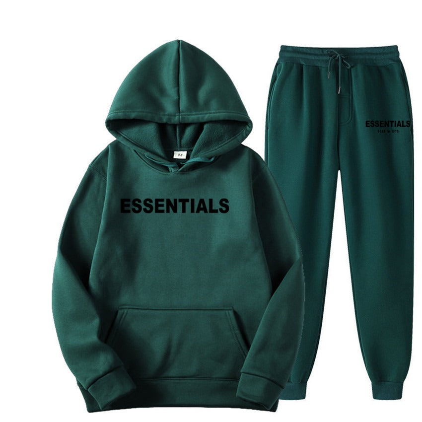 TikTok Viral Essentials-Style Hoodie Set – Oversized Streetwear Sweatsuit for Men & Women | High-Quality Pullover + Sweatpants Tracksuit ESSENTIALS couple suit sweatshirt men and women double line high street fashion brand autumn and winter two-piece suit