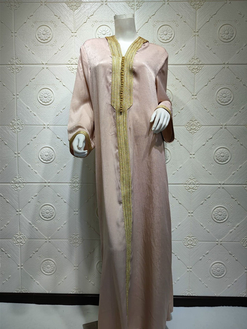 Moo Moo Dress Abaya Jalabiya Hooded Maxi  Dress Long Sleeve  Islam Muslim Women Robe Champagne White Green