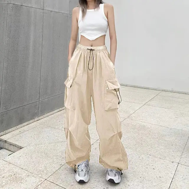 Lilith Trendy Baggy Streetwear Hip Hop Cargo Pants for Women – Oversized Summer Trousers with Pockets | Korean High Waist Baggy Streetwear Hip Hop Cargo Pants Women Fashion Pockets Oversize Loose Trousers Summer Boyfriend High Waist Wide Leg Pants