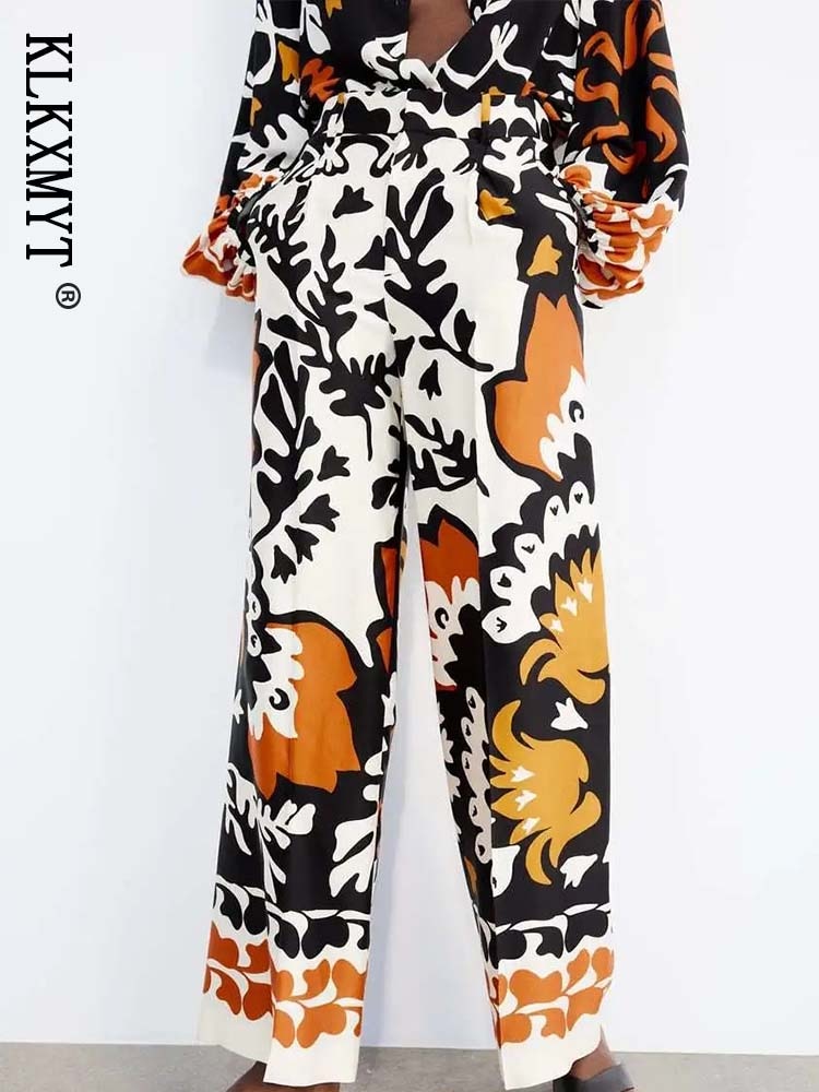 Mighty Lifestyle Exotic Print Pant Set | Women’s Two-Piece Chiffon Fashion Set | Printed Shirt & Long Sleeve Cardigan