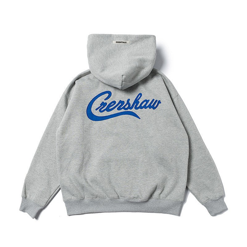 Trendy Letter Print Hoodie – Teenager Loose Fit Cotton Pullover Sweatshirt with Pockets, V-Neck Long Sleeve Casual High Street Style Hoodie for Spring & Autumn Crenshaw Hoodie