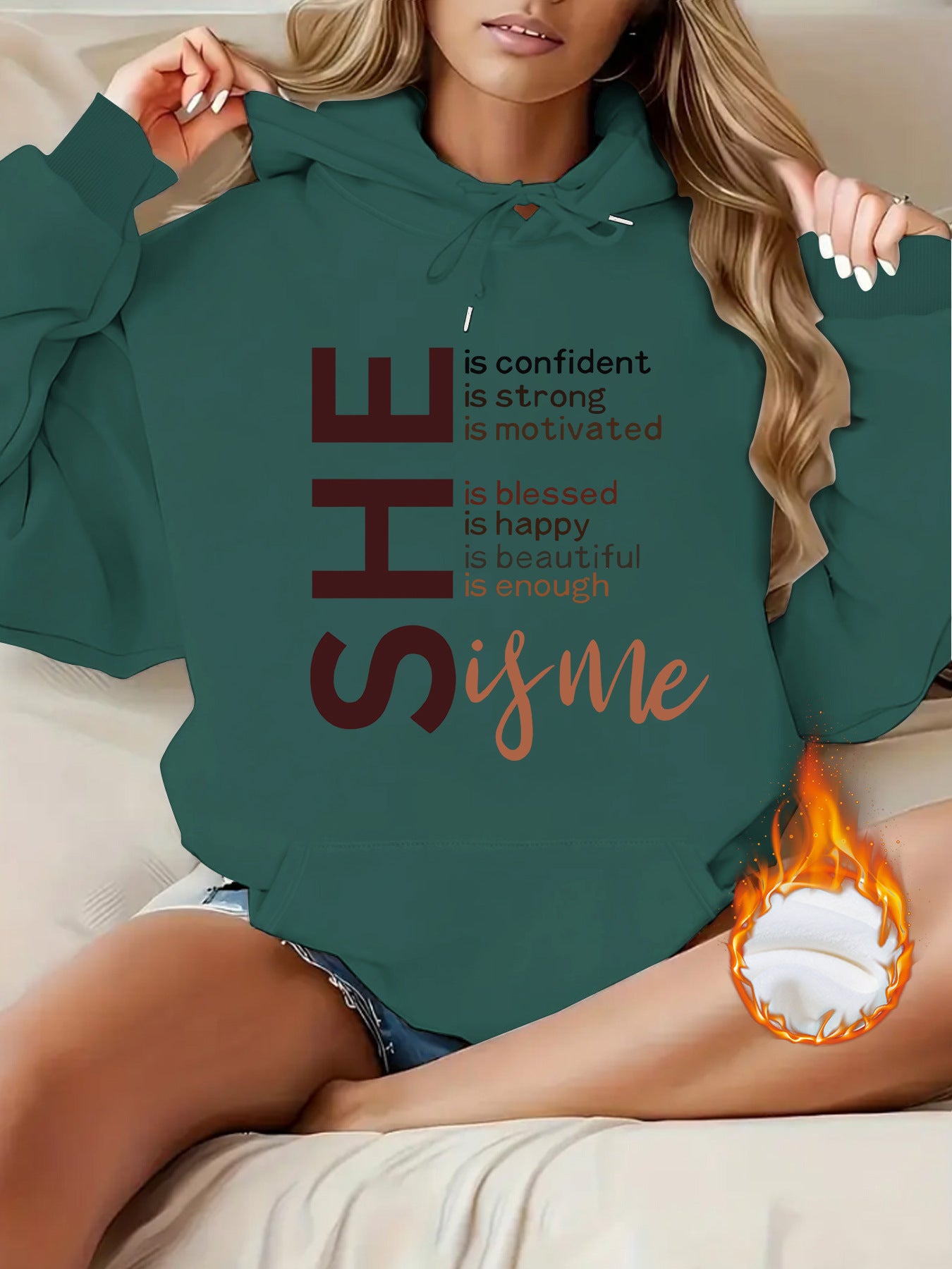 She Affirmations for Teen Girls  and Women Top hoodie letter pattern “Hype Yourself Up” Type of Hoodie