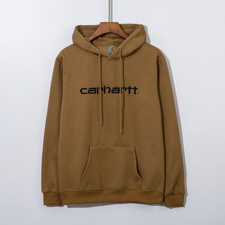 Trendy Hoodie Classic Chest Letter Embroidered Hooded Plush Sweater Autumn and Winter Couple Casual Shirt Classic Plush Pullover Hoodie for Men & Women – Relaxed Fit Streetwear Sweatshirt