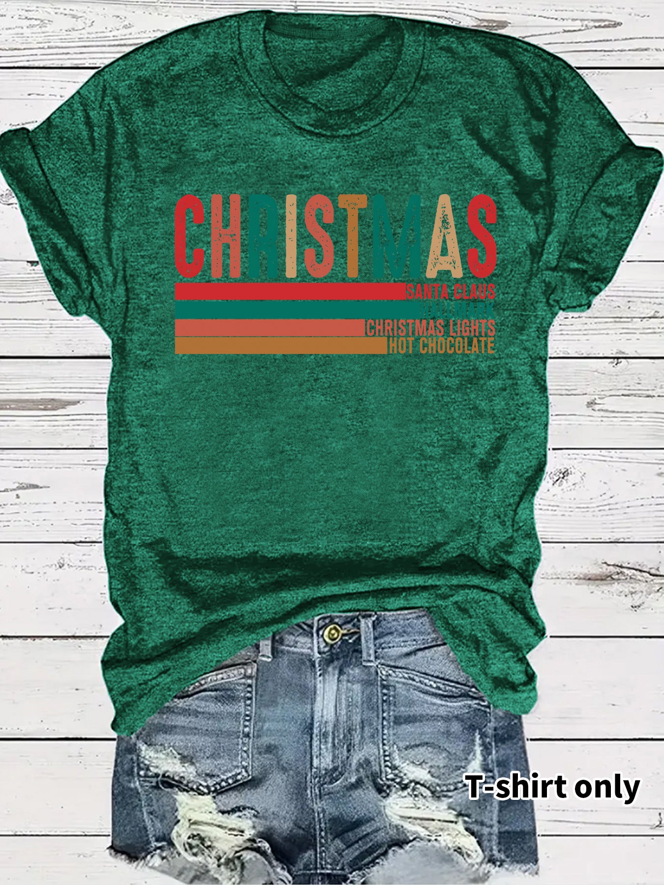 Christmas Streetwear Graphic T-Shirt for Men & Women – Loose Fit Short Sleeve Holiday Tee, Festive Letter Print Casual Round Neck Christmas Outfit Top Christmas Party Tee