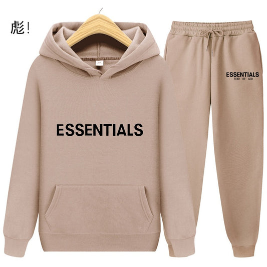 TikTok Viral Essentials-Style Hoodie Set – Oversized Streetwear Sweatsuit for Men & Women | High-Quality Pullover + Sweatpants Tracksuit ESSENTIALS couple suit sweatshirt men and women double line high street fashion brand autumn and winter two-piece suit