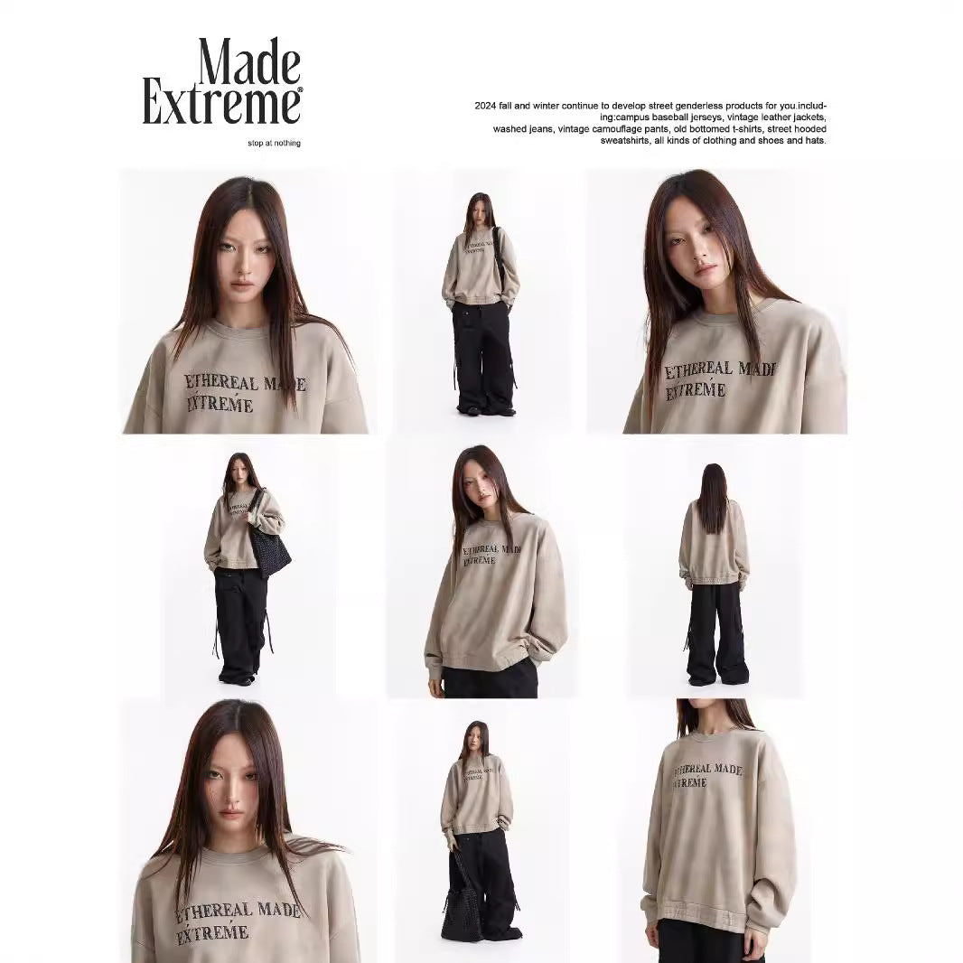 Vintage Washed Patchwork Letter Hoodie – Retro Embroidered Oversized Sweatshirt for Men & Women | Autumn Winter Warm Cotton Blend Pullover Washed Vintage Letter Patchwork Embroidered Autumn Winter Hoodie Top for Men and Women