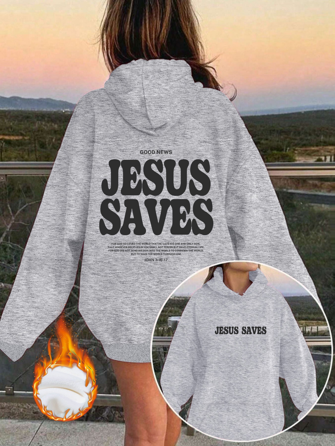 Jesus Saves Hoodie for Women – Christian Faith Pullover Hoodie with Yeshua Message, Relaxed Fit Streetwear Christian Hoodie