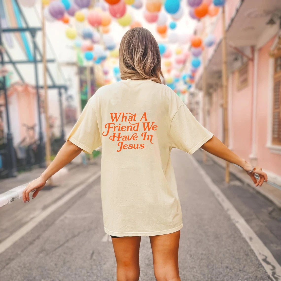 Women’s “What a Friend We Have in Jesus” T-Shirt – Faith-Based Christian Tee with Round Neck & Short Sleeves
Women's T-Shirt Round Neck Letter "WHATAFRIENDINJESUS" Print Short Sleeve Christian Shirt