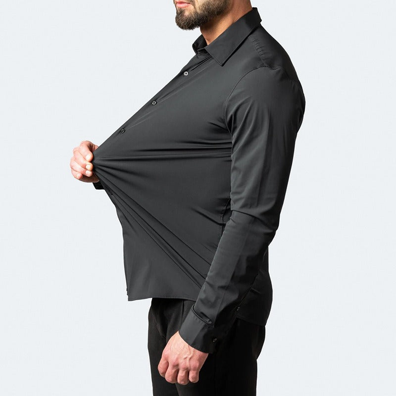 Top Omega Shirt | Stretch Iron Free Men's Long Sleeve Shirt Mercerized Vertical Sense European Men's Shirt