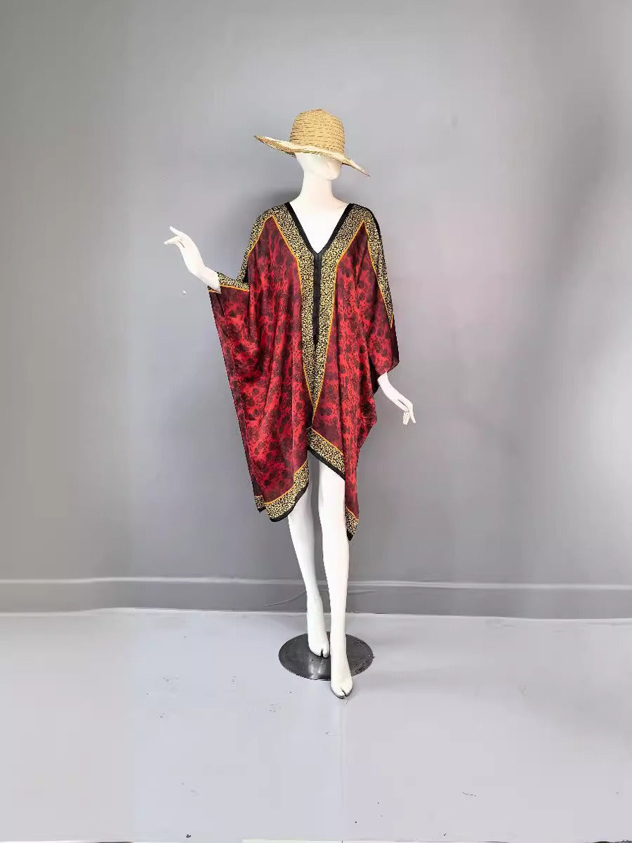 Sexy V-neck silk vacation house dress Moo Moo Muu Muu