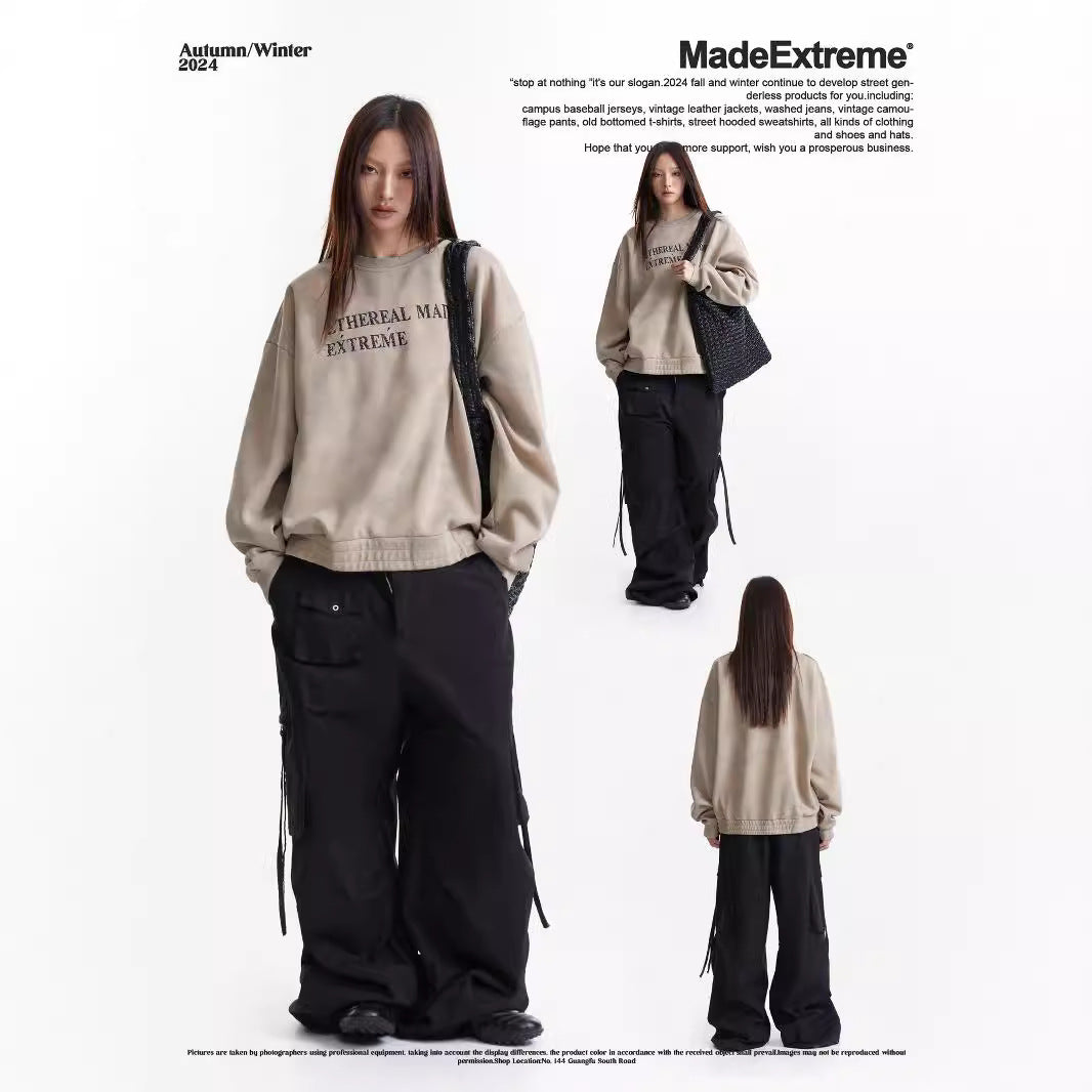 Vintage Washed Patchwork Letter Hoodie – Retro Embroidered Oversized Sweatshirt for Men & Women | Autumn Winter Warm Cotton Blend Pullover Washed Vintage Letter Patchwork Embroidered Autumn Winter Hoodie Top for Men and Women