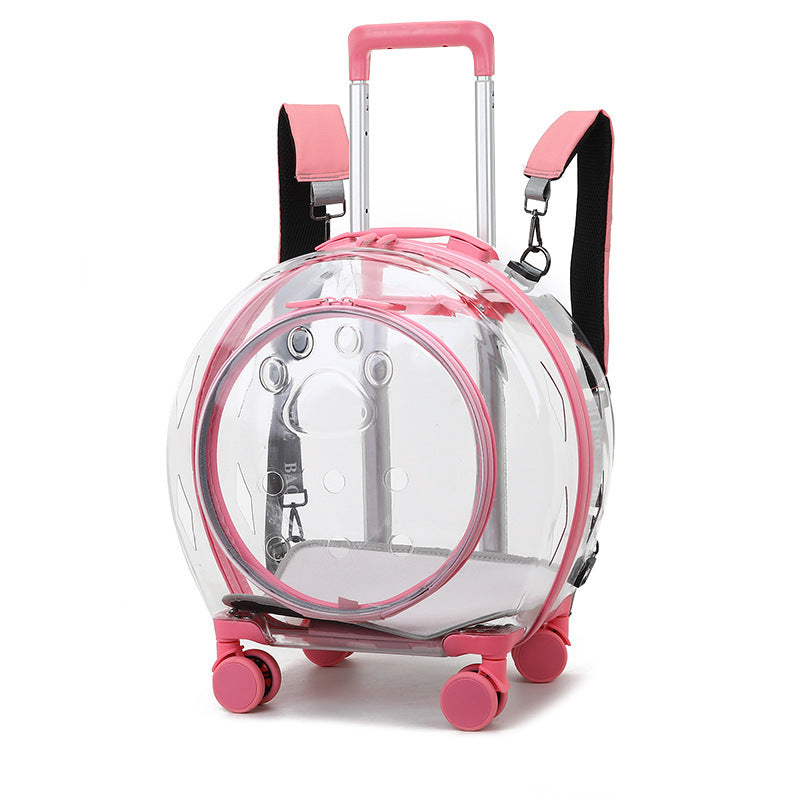 Trendy and Bougie Pet Transpo, Pet Trolley Case Transparent Cat Bag Multifunctional Cat Bubble Box Portable Space Capsule Dog Backpack