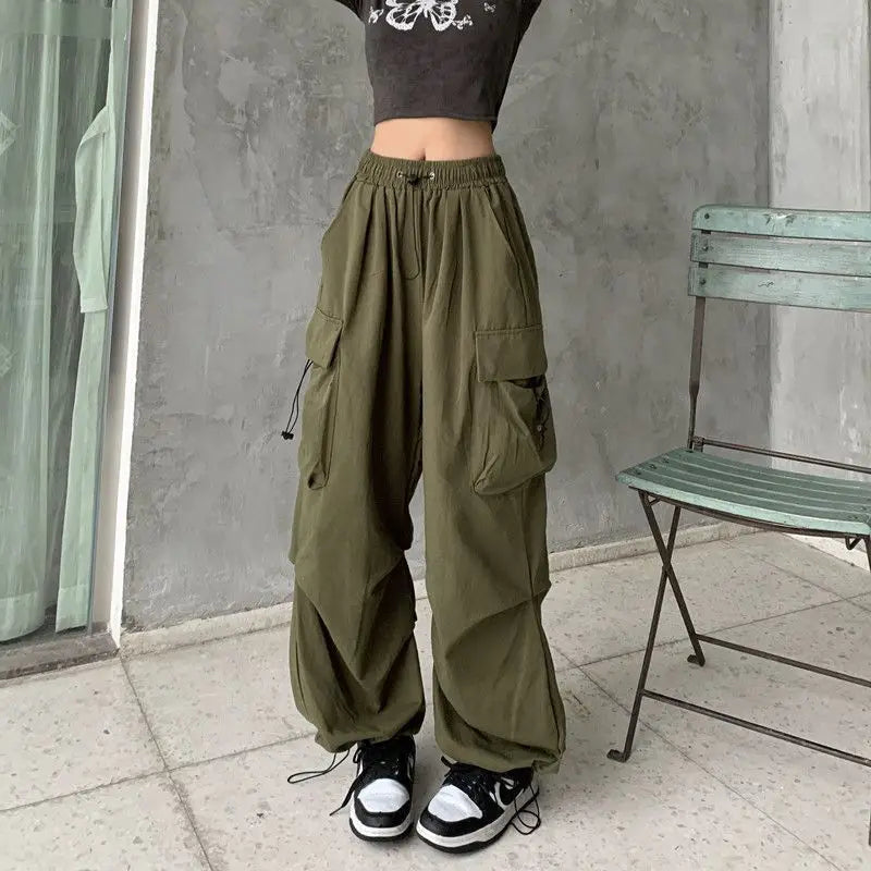 Lilith Trendy Baggy Streetwear Hip Hop Cargo Pants for Women – Oversized Summer Trousers with Pockets | Korean High Waist Baggy Streetwear Hip Hop Cargo Pants Women Fashion Pockets Oversize Loose Trousers Summer Boyfriend High Waist Wide Leg Pants